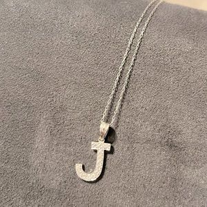 925 SILVER CZ J NECKLACE